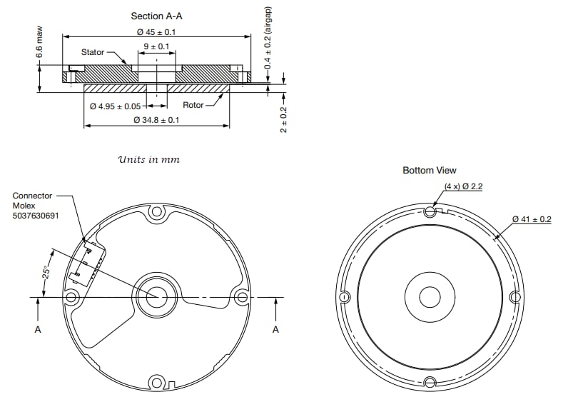 Mechanical Drawing - Vishay RAIK045I MP Encoder